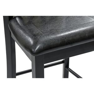Juego de mesa de altura de mostrador de comedor para el hogar moderno DB, 5 piezas con estantes inferiores y 4 sillas de piel sintética con acabado negro - Product Image 6