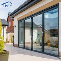 Porte pliante en aluminium pour hôtel, extérieure, résistante aux ouragans, insonorisée, imperméable, double vitrage, accordéon, sur mesure NF