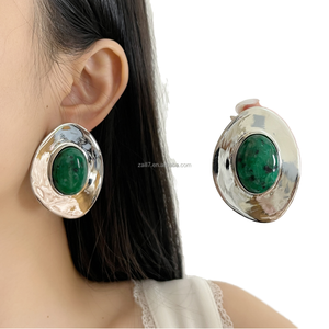 Orecchini a perno da donna <span class=keywords><strong>JoJo</strong></span> certificati, in lega pesante, con design geometrico ovale a forma di uovo, esagerati e alla moda - Product Image 2