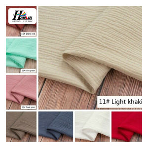 Оптовая продажа, <span class=keywords><strong>100</strong></span>% хлопковая окрашенная двухслойная марлевая хлопковая креповая ткань, мягкая марлевая муслиновая Органическая хлопковая морщинистая ткань - Product Image 2