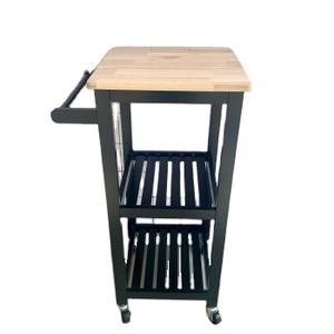 Chariots de cuisine avec rangement, chariot de service de cuisine, petit pont de cuisine <span class=keywords><strong>sur</strong></span> roues, dessus de bureau en chêne, noir - Product Image 1