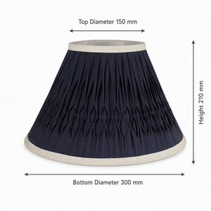 <span class=keywords><strong>Paralume</strong></span> in Tessuto Blu Navy Modificato con Pieghe a Scatola e Base Empire 150x300x210mm per Lampada da Tavolo, da Terra o a Sospensione - Ingrosso, OEM, Private Label - Product Image 2