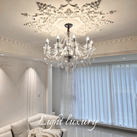 Lustre en cristal réglable en hauteur pour villa, bar, salle de banquet de mariage, hall d'hôtel, style romantique français pour toute la maison