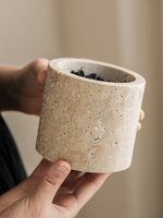Porte-pinceaux de maquillage et plateau de vanité en pierre de travertin naturel, plateau organisateur en pierre pour café, plantes