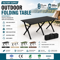 Table de camping multifonctionnelle en acier au carbone haute résistance, réglable en hauteur, pour pique-nique et activités de plein air