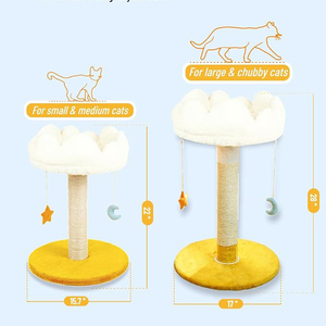 2026 Moderner weißer, kurzer Plüsch-Kratzbaum mit Mond- und Sternmotiv, Aktivitäts-Kletterbaumhaus, mehrstöckiger Kletterturm für kleine Katzen - Product Image 2