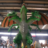 Grand dragon animatronique à trois têtes personnalisable pour l'extérieur, idéal pour les parcs d'attractions.