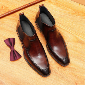 Bottines Chelsea pour hommes, hauteur cheville, cuir véritable, sangles réglables, style business formel, légères - Product Image 6