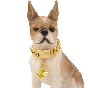 <span class=keywords><strong>Collar</strong></span> de Perro de Acero Inoxidable con Remaches de Lujo de 13 mm, Diseño Animal, Chapado en Oro, Anti-Mordidas, Correa de Perro de Acero de Titanio y Anillo para el Cuello - Product Image 2