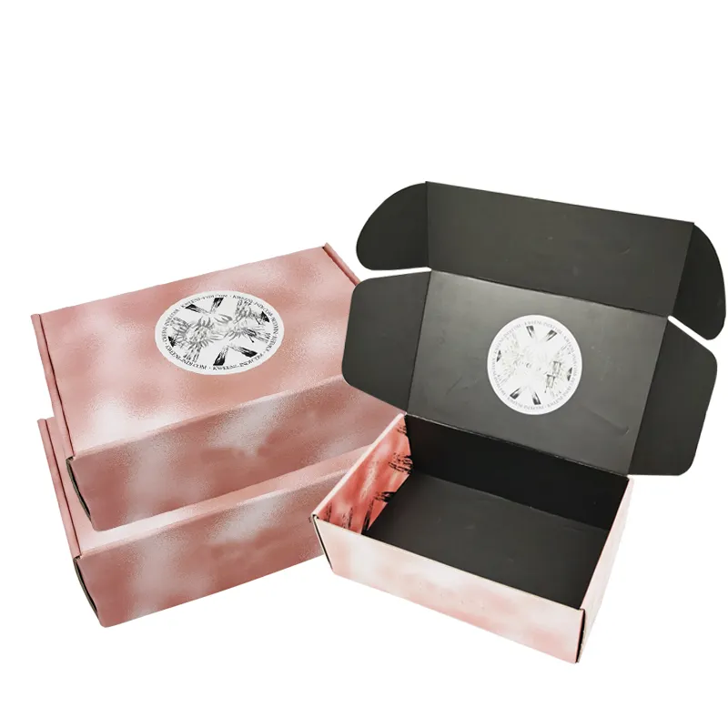 Produkt verpackung benutzer definierte schwarz rosa Boxen Verpackung E-Commerce-Box Kraft Wellpappe Versand Mailer Porto Papier box