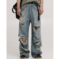 Stylische Zerrissene Gewaschene Vintage Maßgeschneiderte Baggy Jeans für Männer Große Baggy Homme Denim-Hosen Apilados