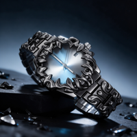 Montre à quartz gothique pour hommes et femmes, en acier inoxydable, design griffes unique, cadran rond sombre, logo personnalisé, fabricant de montres tendance