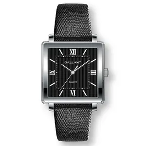 Classic oem di forma quadrata orologi giappone movt del quarzo dell'acciaio inossidabile vetro zaffiro logo personalizzato orologio al quarzo