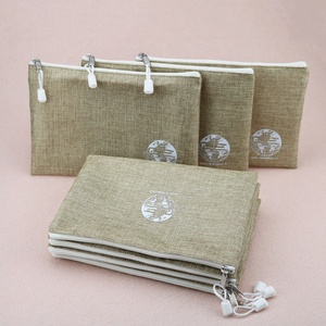 Organisateur de trousse de maquillage pour femmes nouvelle pochette d'emballage cadeau de Noël sacs à cosmétiques de voyage en <span class=keywords><strong>jute</strong></span> coton recyclé biologique pour jouet sexuel - Product Image 5