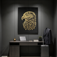 Décoration Murale Moderne 3D Aigle Abstrait Art Déco, Fonctionnelle, Faite à la Main, Cadre en Alliage d'Aluminium, Support MDF pour la Maison et le Bureau