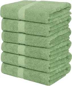 Soft absorbent green cotton gift special bath towel with embroidery