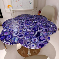 Table de salle à manger moderne en pierre d'agate violette, taille et forme personnalisées