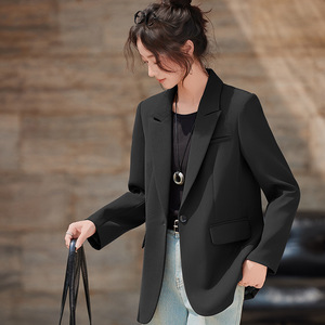 Off White Blazer Women Spring Autumn 2025 Slim Fit Irregular Back Slit Anti Wrinkle Solid Color Polyester Worsteds - Product Image 2