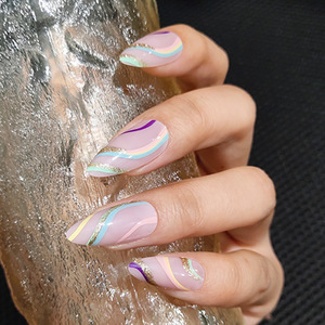 Faux ongles à presser en gros, style <span class=keywords><strong>Queen</strong></span>, pour une couverture complète des doigts, longueur <span class=keywords><strong>courte</strong></span>, en acrylique, avec colle, design cercueil pré-dessiné - Product Image 6