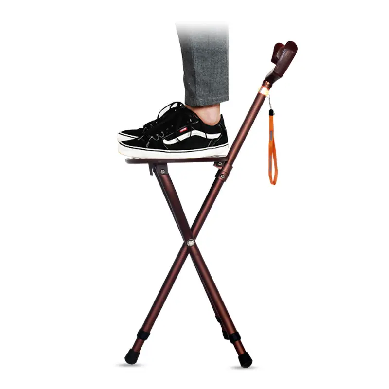 Sedia pieghevole multifunzionale Mobile del bastone da passeggio dello sgabello della canna per la cura dei pazienti anziani