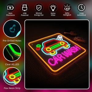 Car Wash Neon Sign LED dimmable USB powered ambient <b>light</b> store <b>window</b> decoration <b>light</b> street indicator <b>light</b> landscape <b>light</b> - Product Image 1