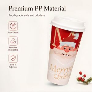 Vaso de Plástico Grueso de 16oz con Diseño Navideño, para Bebidas Frías y Calientes, Vaso de 24oz para Té con Leche, Café, Desechable - Product Image 3