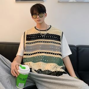 Suéter Retro Casual de Verano para Hombre y <span class=keywords><strong>Mujer</strong></span>, Chaleco a Rayas, Estilo de Pareja, Tejido de Moda - Product Image 4