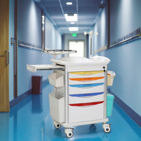 Chariot médical moderne tout-terrain pour hôpital et hôtel, étagère utilitaire en ABS, roues tout-terrain, tiroirs résistants aux intempéries, salon