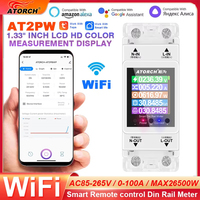 AT2P Rail 100A Tuya Smart Life rel WiFi Din pengendali jarak jauh Monitor Kwh pengukur daya listrik 50/60Hz dengan RS485