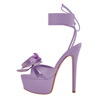 Sepatu Hak Tinggi Kulit PU Warna-warni Pink, Model Open Toe, Sandal Bertali Musim Panas, Sandal Platform Bunga, Ukuran Besar 46