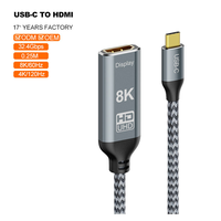 Cable de Carga Rápida Syong USB4.0 8K60Hz Tipo-C Macho a Tipo-C Hembra con Trenzado de Nailon, Compatible con Laptop, Mesa y Monitor