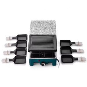 Grill électrique <span class=keywords><strong>à</strong></span> <span class=keywords><strong>raclette</strong></span> 8 mini-plaques avec plaque en pierre de granit naturel et gril antiadhésif côtelé, machine <span class=keywords><strong>à</strong></span> fondue de fromage et barbecue d'intérieur - Product Image 2