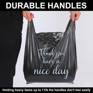 ถุงใส่เสื้อยืด ถุงพลาสติก ถุงใช้ซ้ำได้และถุงแบบใช้แล้วทิ้ง สำหรับธุรกิจขนาดเล็ก ร้านขายของชำ (สีดำ) - Product Image 2