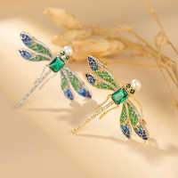 XILIANGFEIZI Soldes Exceptionnelles Vente en Gros Broches Libellule en Émail, Zircon et Or 18K avec Perles d'Eau Douce Naturelles