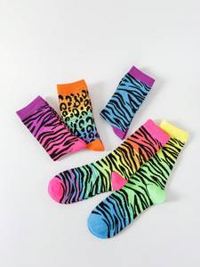 Calzini Mid-Tube leopardati da donna a quattro stagioni in maglia traspirante alla caviglia con motivo animale per uso quotidiano primaverile - Product Image 2