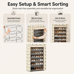 Meuble de rangement multi-niveaux portable et moderne <span class=keywords><strong>en</strong></span> tissu non tissé pour chaussures - Product Image 5