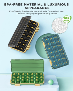 Boîte à médicaments portable en plastique de qualité alimentaire, couvercle scellé, distributeur de médicaments pour sept jours de la semaine, compartiment transparent pour le rangement - Product Image 3