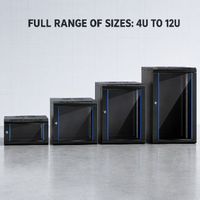 Rak Server Kabinet Jaringan 19 Inci, Enclosure Pusat Data 42U, Kaca Temper, Hitam, Tahan Air, Berdiri, dengan Kipas Pendingin dan PDU