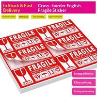 Autocollants d'avertissement fragiles rectangulaires imprimés en couleur, étiquettes adhésives en anglais pour cartons d'expédition, manipuler avec soin, ne pas laisser tomber