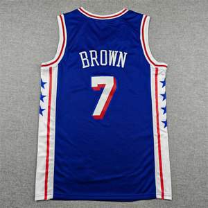 <span class=keywords><strong>Camiseta</strong></span> de <span class=keywords><strong>Baloncesto</strong></span> de Filadelfia Bordada de Alta Calidad al por Mayor # 23 <span class=keywords><strong>James</strong></span> # 7 Marrón # 21 Joel Embiid # 0 Maxey # 77 Edgecombe - Product Image 2
