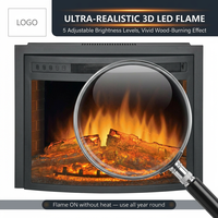Inserto per Caminetto Elettrico Curvo da Incasso |   Lampada LED Vintage Effetto Mattoni 1500W con Termostato Regolabile e Telecomando