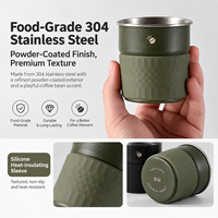 Mug à café réutilisable en acier inoxydable 304 à double paroi, isolé, portable, avec manchon en silicone, 10 oz, pour usage quotidien au bureau
