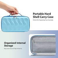 Étui de rangement portable en EVA rigide pour maquillage, motif vague 3D, antichoc, boîte de rangement de voyage pour gadgets électroniques avec poignée