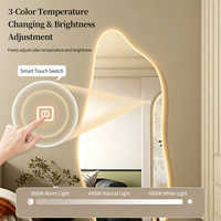 Miroir de sol LED irrégulier avec bouton tactile, miroir intelligent avec éclairage rétroéclairé pour salle de bain, fabrication sur mesure