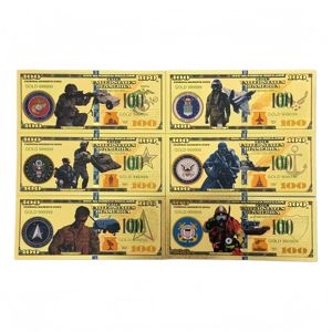 Billetes de Banco Americanos de las Fuerzas Armadas 2026, 6 Tipos, Bañados en Oro de 24K para Colección - Product Image 1