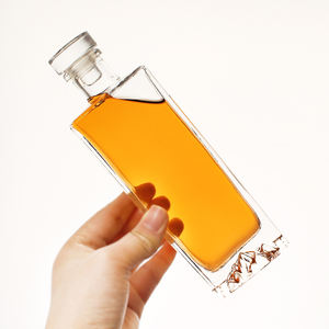 Bouteilles en verre transparentes carrées recyclables de 250 ml, 500 ml, 1000 ml pour café, lait, boissons alcoolisées, jus, avec bouchon en verre - Product Image 1