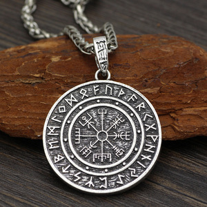 Collier pendentif <span class=keywords><strong>Viking</strong></span> Valknut en acier inoxydable vintage PD04, symbole nordique d'Odin, amulette, bijoux - Product Image 4