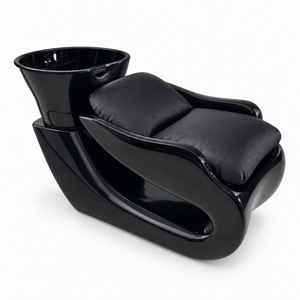 Black Glossy Salon Shampoo Bed Curved Moulded <b>Shell</b> Backwash Unit Hair Washing Bed with Padded Cushion for Beauty Salon - Product Image 3