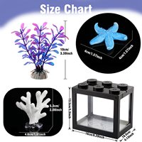 Mini aquarium rectangulaire écologique pour poissons Betta avec éclairage LED USB, en plastique transparent, pour bureau