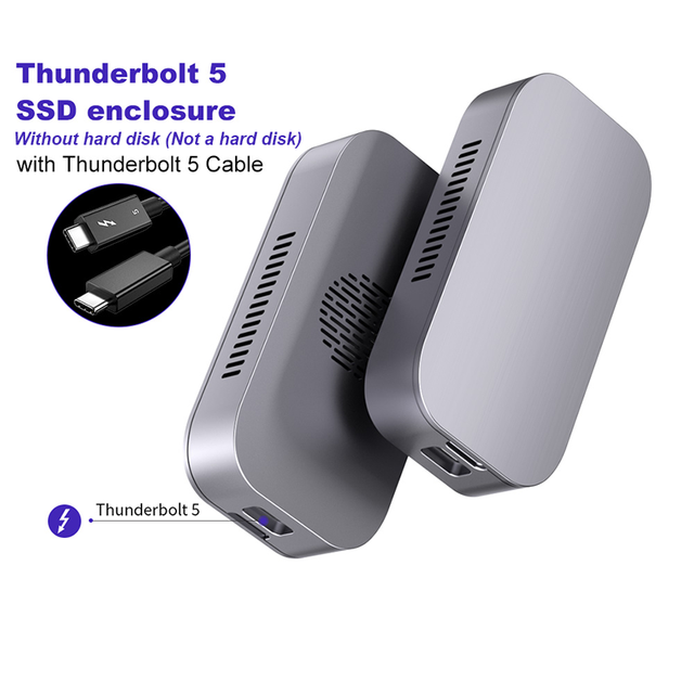 ULT-unite 80Gbps NVMe M.2 Type-C Aluminum Alloy SSD Enclosure with Thunderbolt 5 Cable for Windows/Mac/Linux